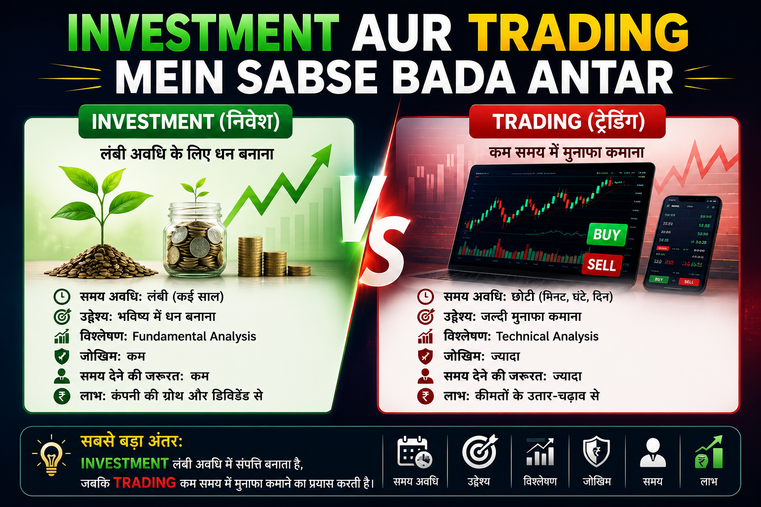 Investment vs Trading: Kya Antar Hai Beginner Guide 2026