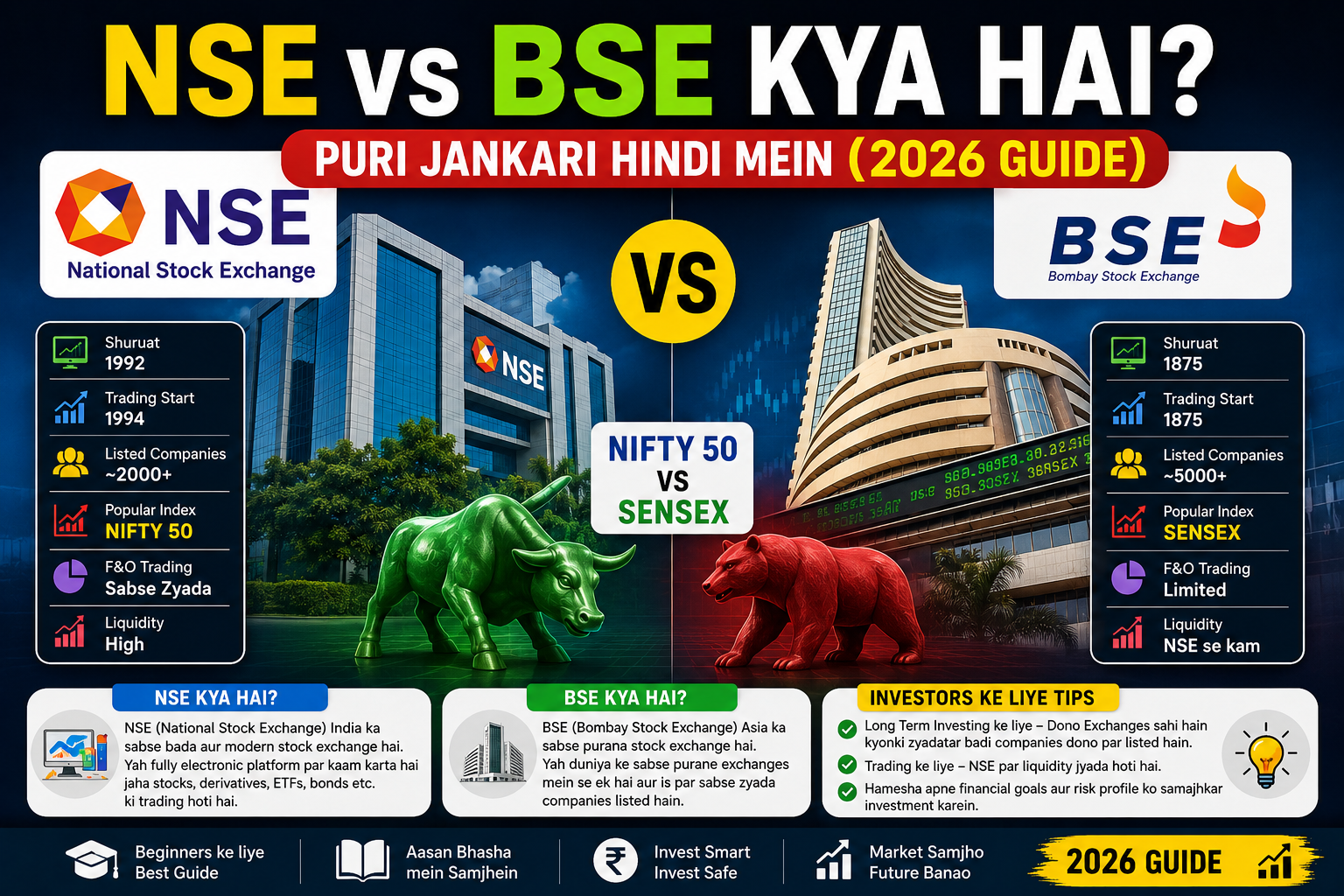 NSE vs BSE Kya Hai ? Puri Jankari Hindi Mein 2026 Guide